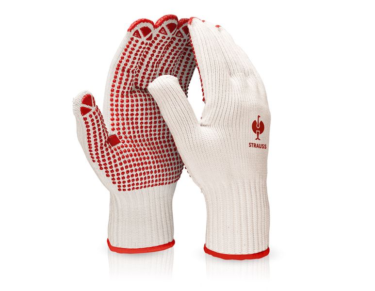 Main view, PVC nubs, PVC knitted gloves Red-Point, white