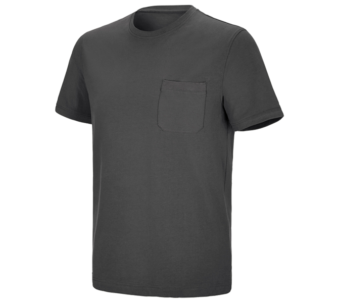 Vue principale, T-Shirts, e.s. T-shirt cotton stretch Pocket, anthracite