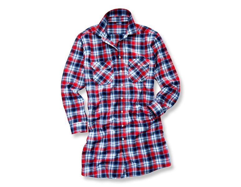 Main view, Shirts, Cotton shirt Bergen, extra long, red/navy/cobalt