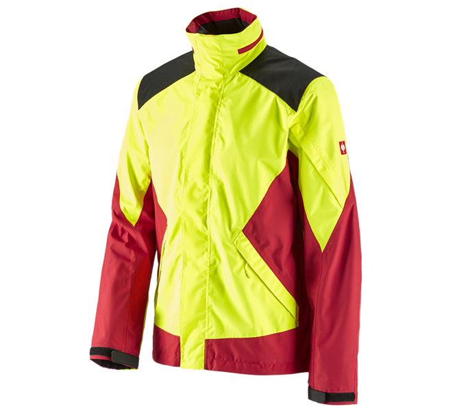 Main view, Rain Jackets, e.s. Forestry rain jacket, high-vis yellow/fiery red