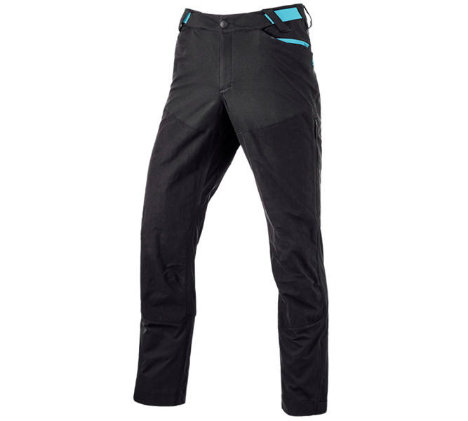 Main view, New Products, Hybrid functional trousers e.s.trail, black/lapisturquoise