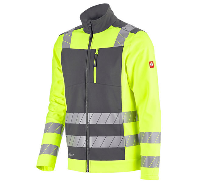 Main view, Clothing, High-vis softshell jacket e.s.motion 24/7, anthracite/high-vis yellow