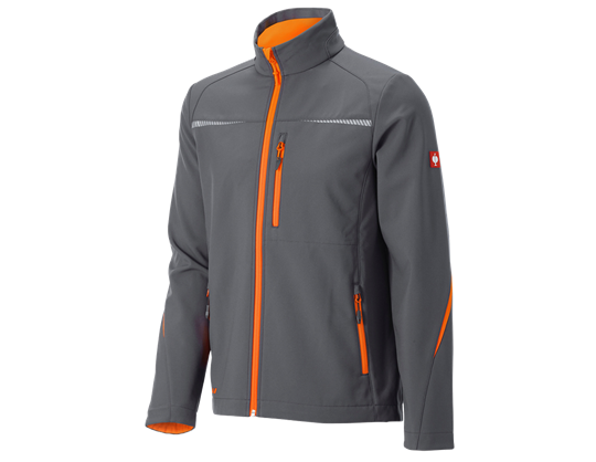 Main view, Softshell­ jacket e.s.​motion 2020, anthracite/high-vis orange