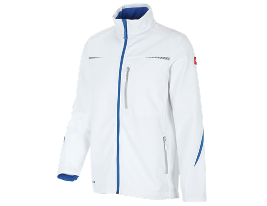 Vue principale, Veste Softshell­ e.s.​motion 2020, blanc/bleu gentiane