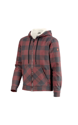 Check-hooded jacket e.s.iconic oxidred/carbongrey | Strauss