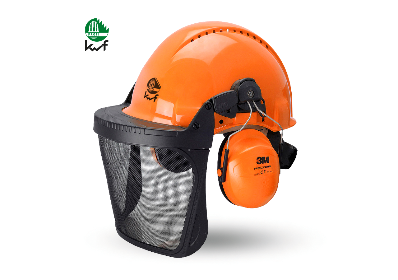 Casques de Sécurité: Combinaison casque protection pour forestier KWF + orange