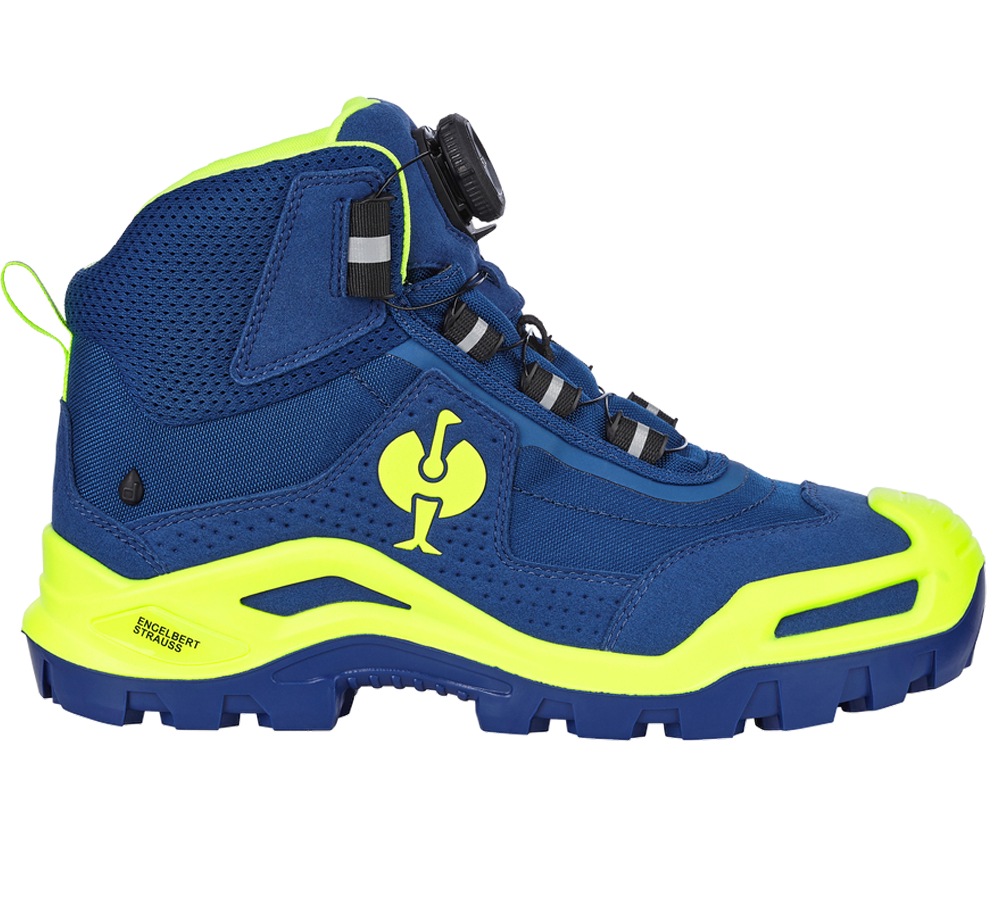 S3: S3 Chaussures hautes de sécurité e.s.Kastra II mid + bleu royal/jaune fluo