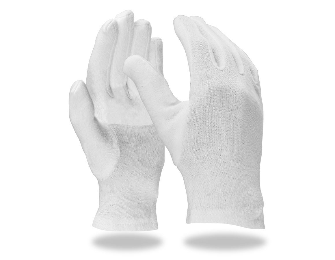 Textile: Cotton fourchette gloves, reinforced, pack of 12 + white