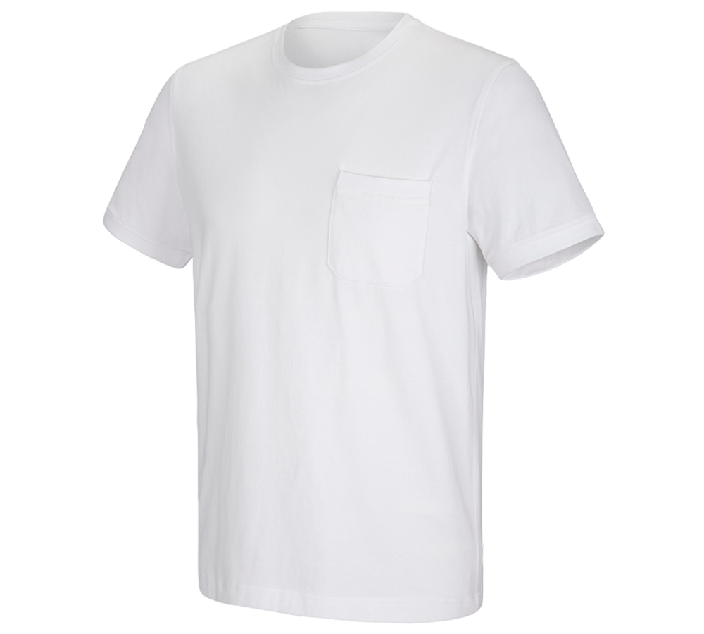 Topics: e.s. T-shirt cotton stretch Pocket + white