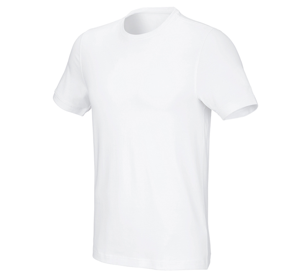 Hauts: e.s. T-Shirt cotton stretch, slim fit + blanc