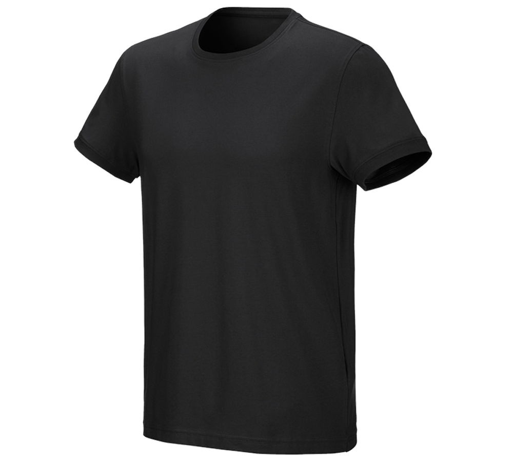 Hauts: e.s. T-Shirt cotton stretch + noir