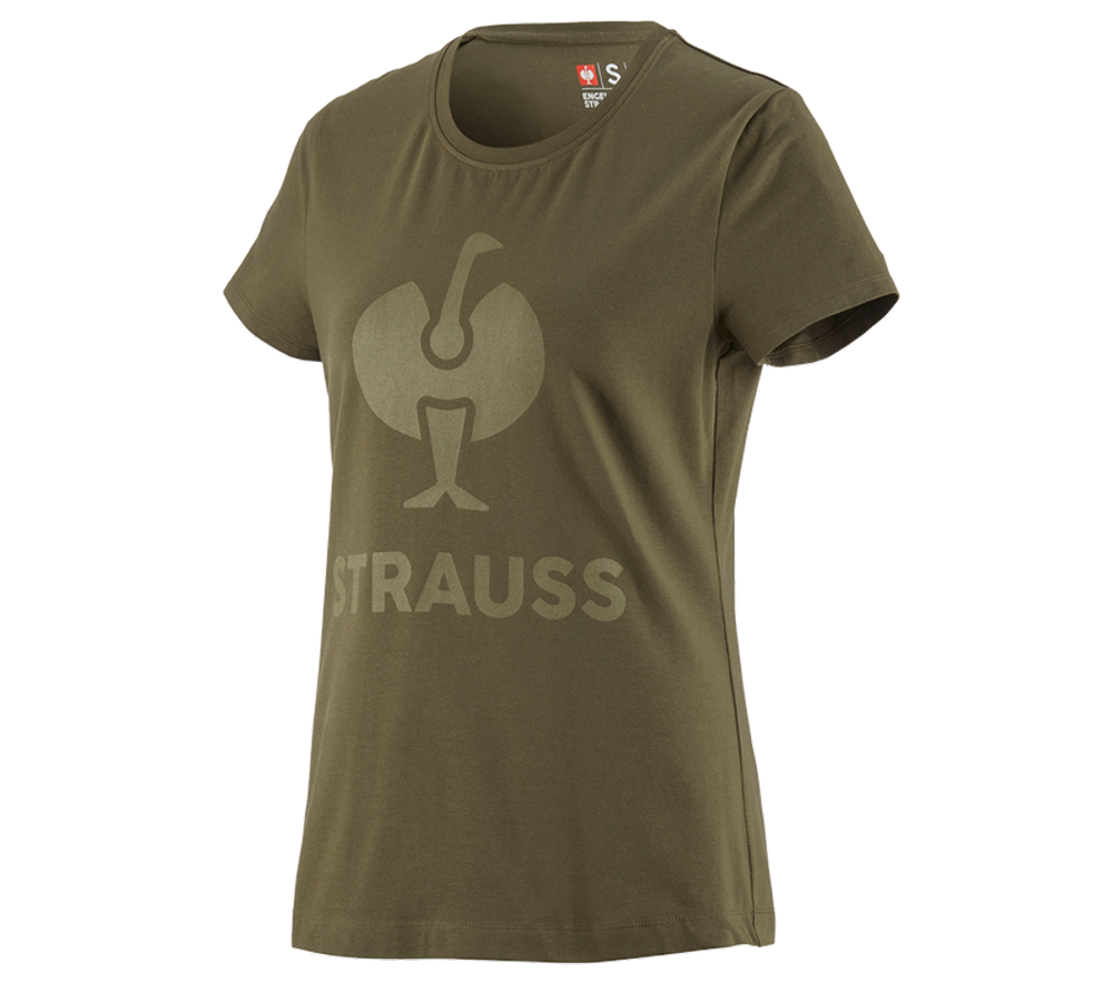 Hauts: T-Shirt e.s.concrete, femmes + vert boue