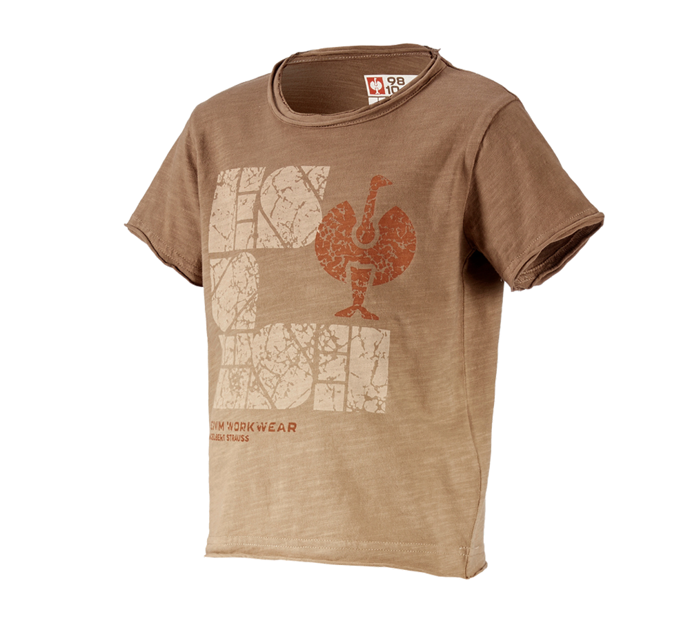 Hauts: e.s. T-Shirt denim workwear, enfants + brun clair vintage