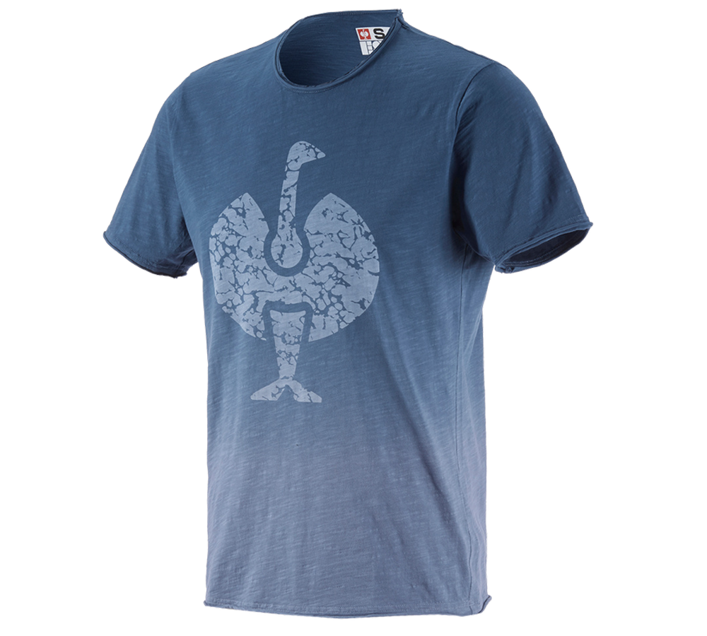 Hauts: e.s. T-Shirt workwear ostrich + bleu antique vintage