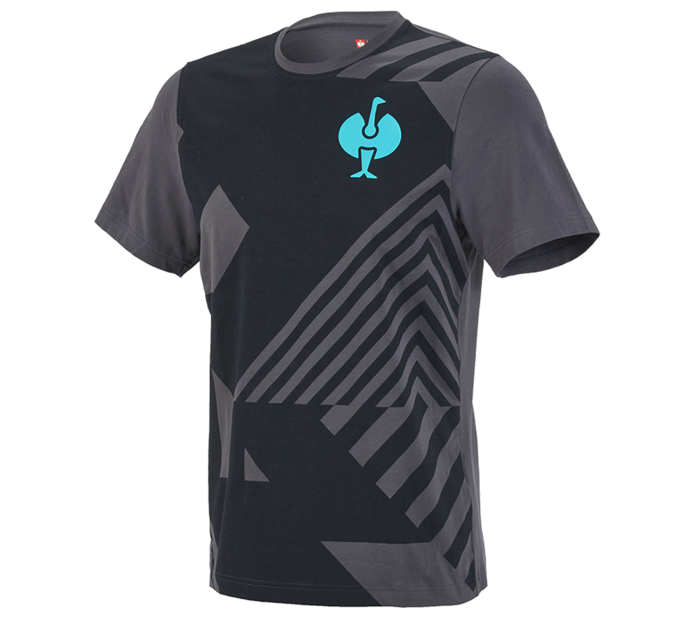 Hauts: T-Shirt e.s.trail graphic + noir/anthracite/lapis turquoise