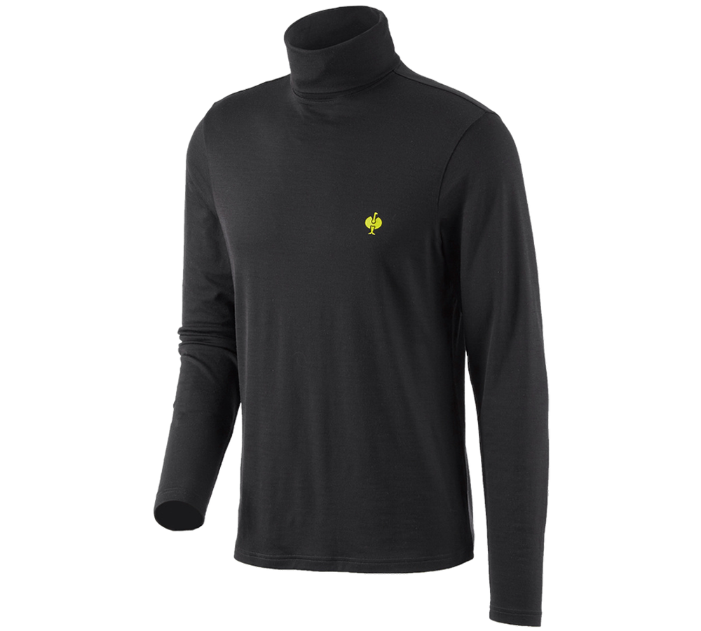 Thèmes: T-shirt à col roulé Merino e.s.trail + noir/jaune acide