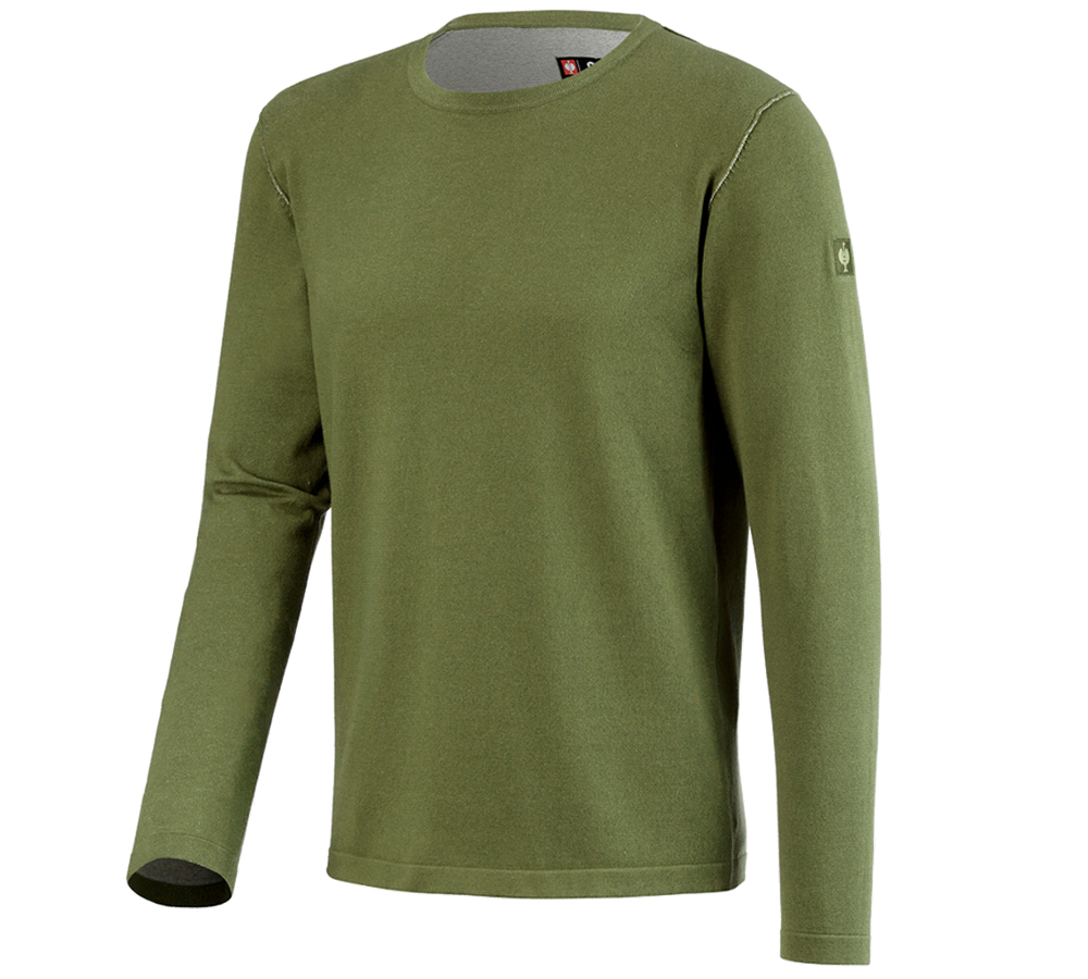 Hauts: Pullover à col rond e.s.iconic + vert montagne