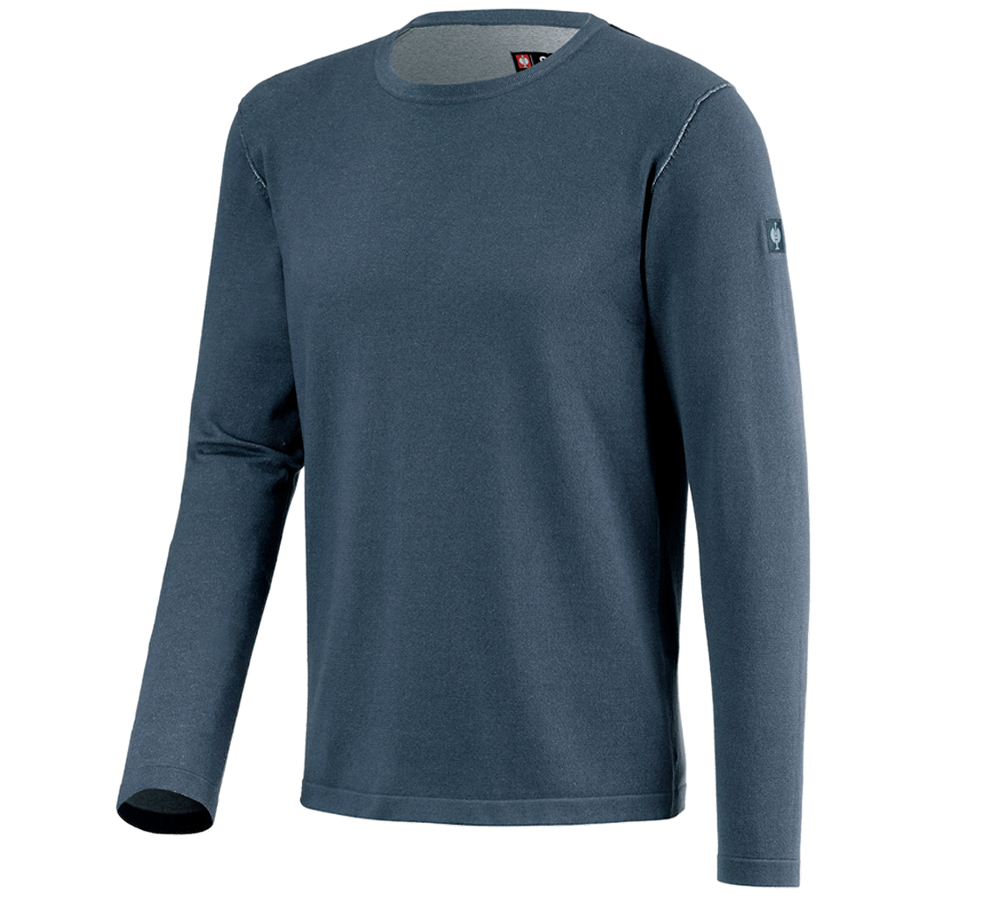 Thèmes: Pullover à col rond e.s.iconic + bleu oxyde