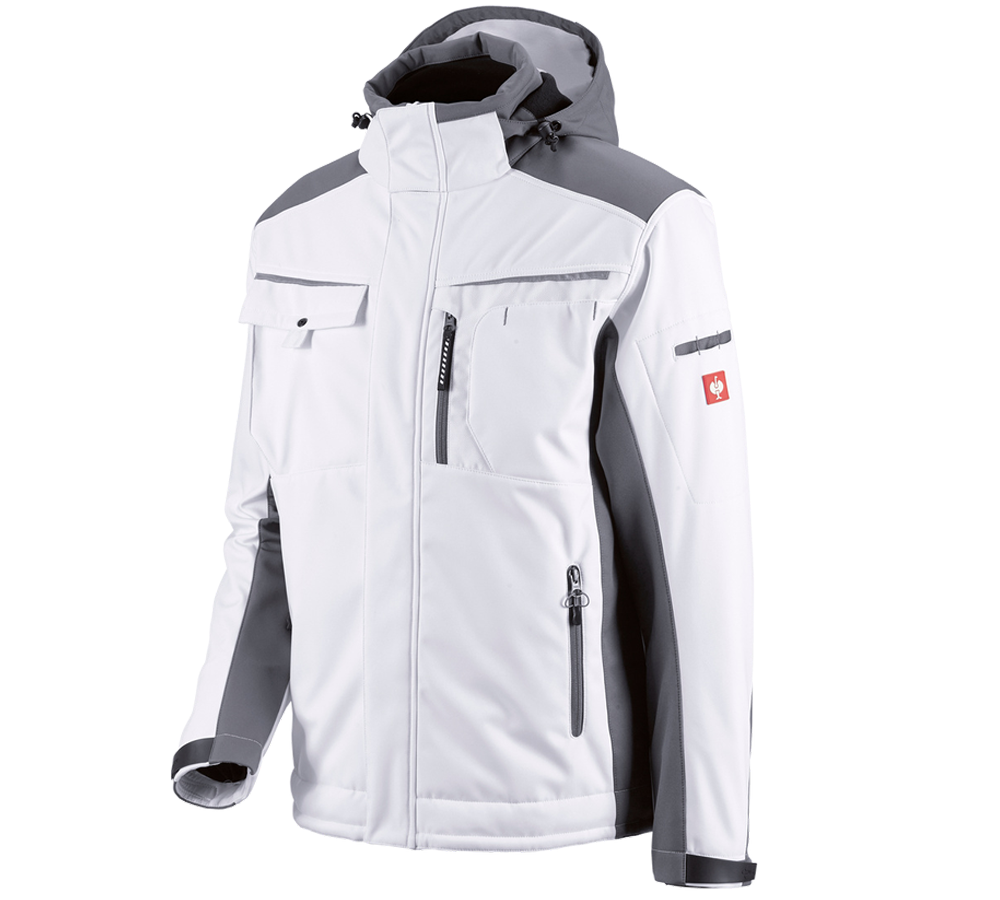 Work Jackets: Softshell jacket e.s.motion + white/grey