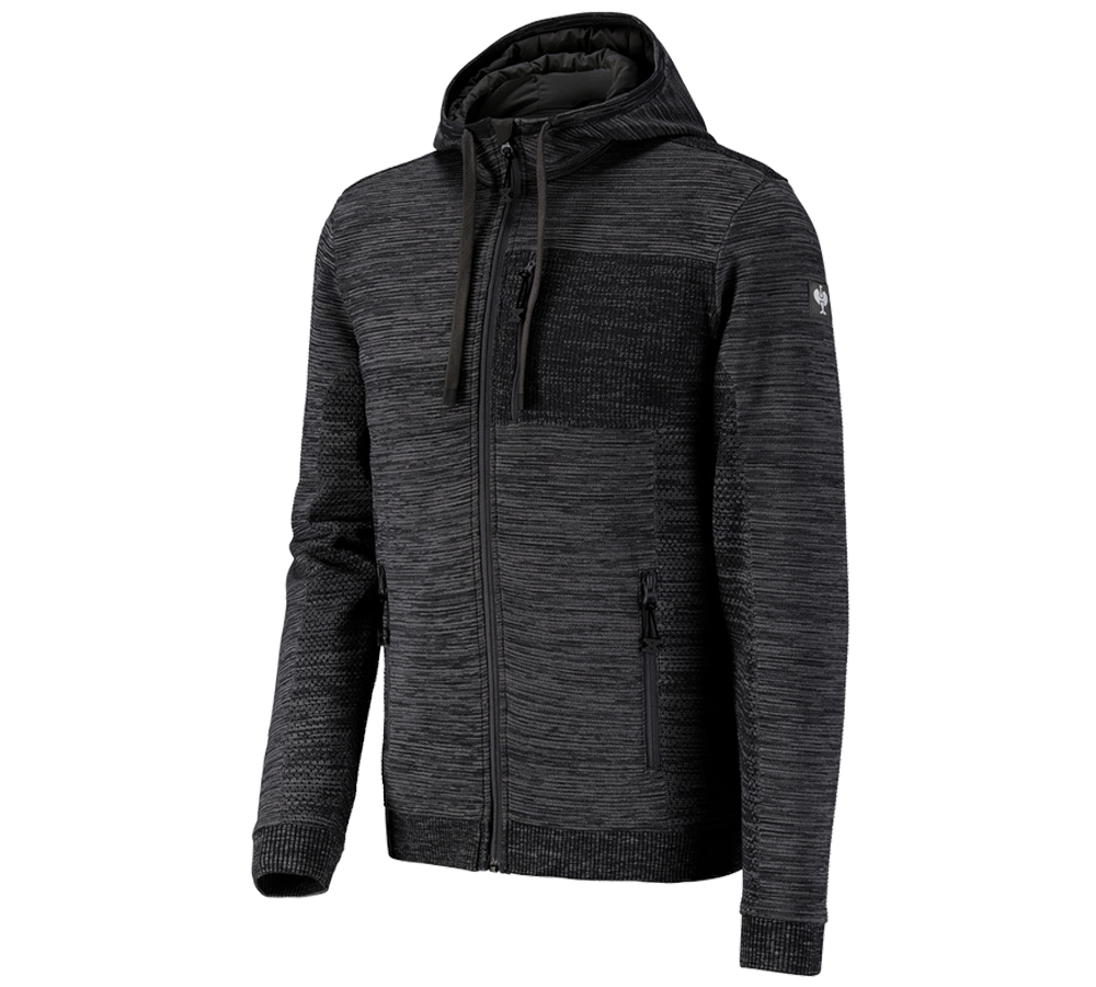 Topics: Windbreaker hooded knitted jacket e.s.motion ten + oxidblack melange