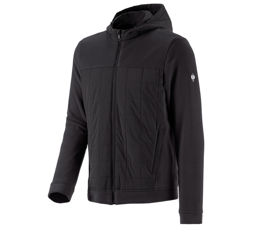 Hybrid fleece hoody jacket e.s.concrete black | Strauss