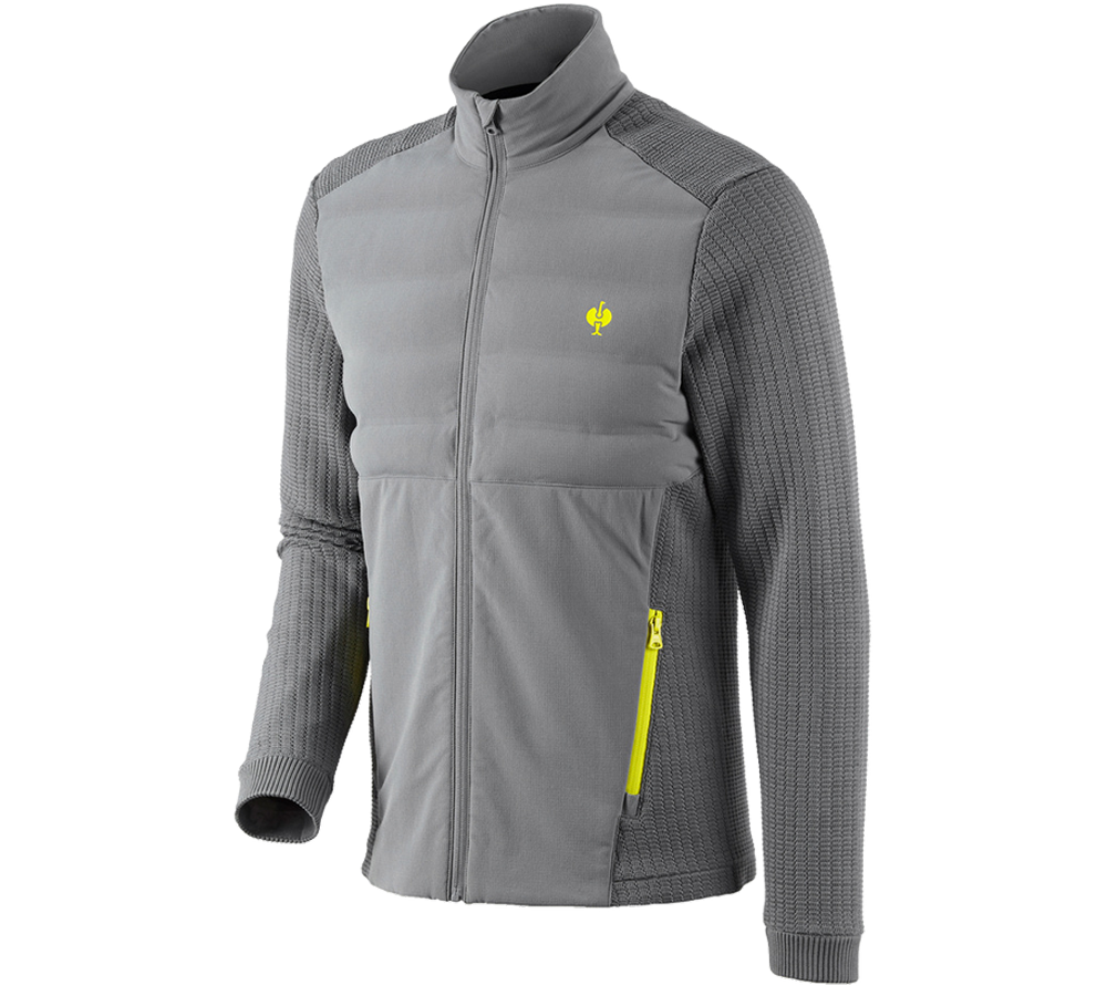 Vestes de travail: Veste en tricot hybride e.s.trail + gris basalte/jaune acide