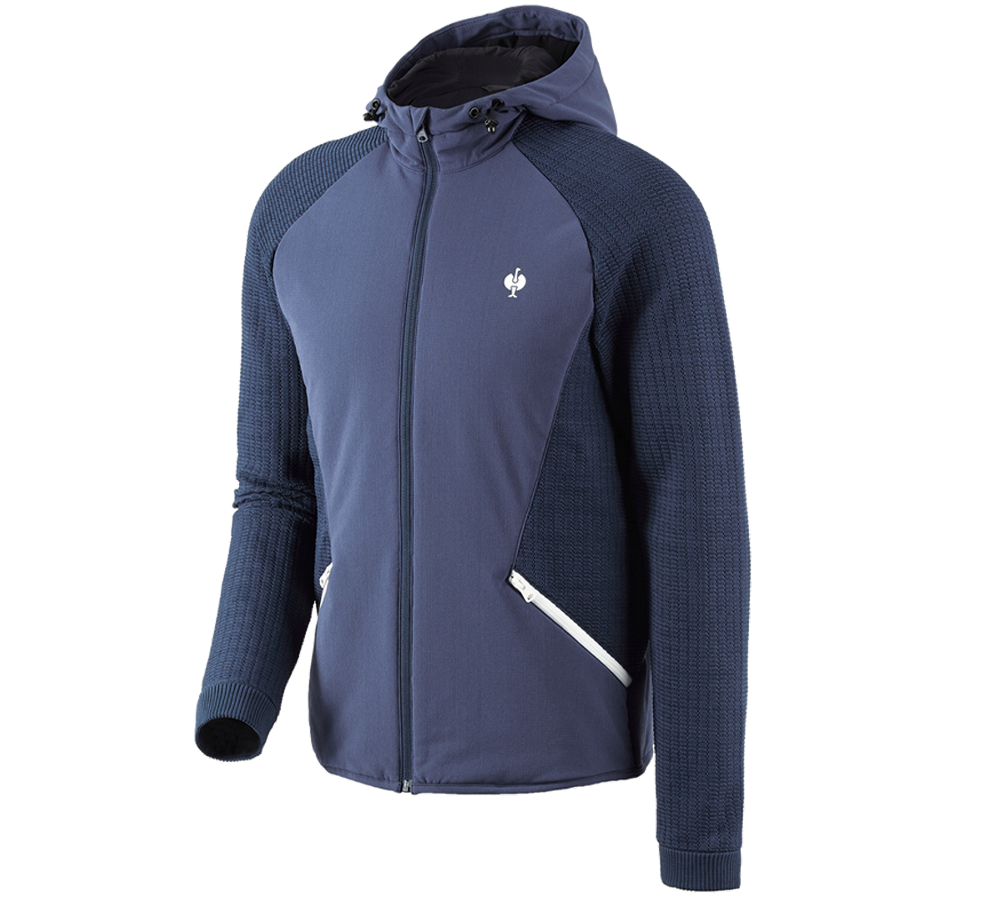 Vestes de travail: Veste en tricot à capuche hybride e.s.trail + bleu profond/blanc