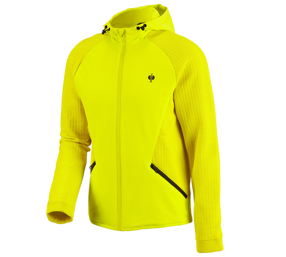 Vestes de travail: Veste en tricot à capuche hybride e.s.trail + jaune acide/noir