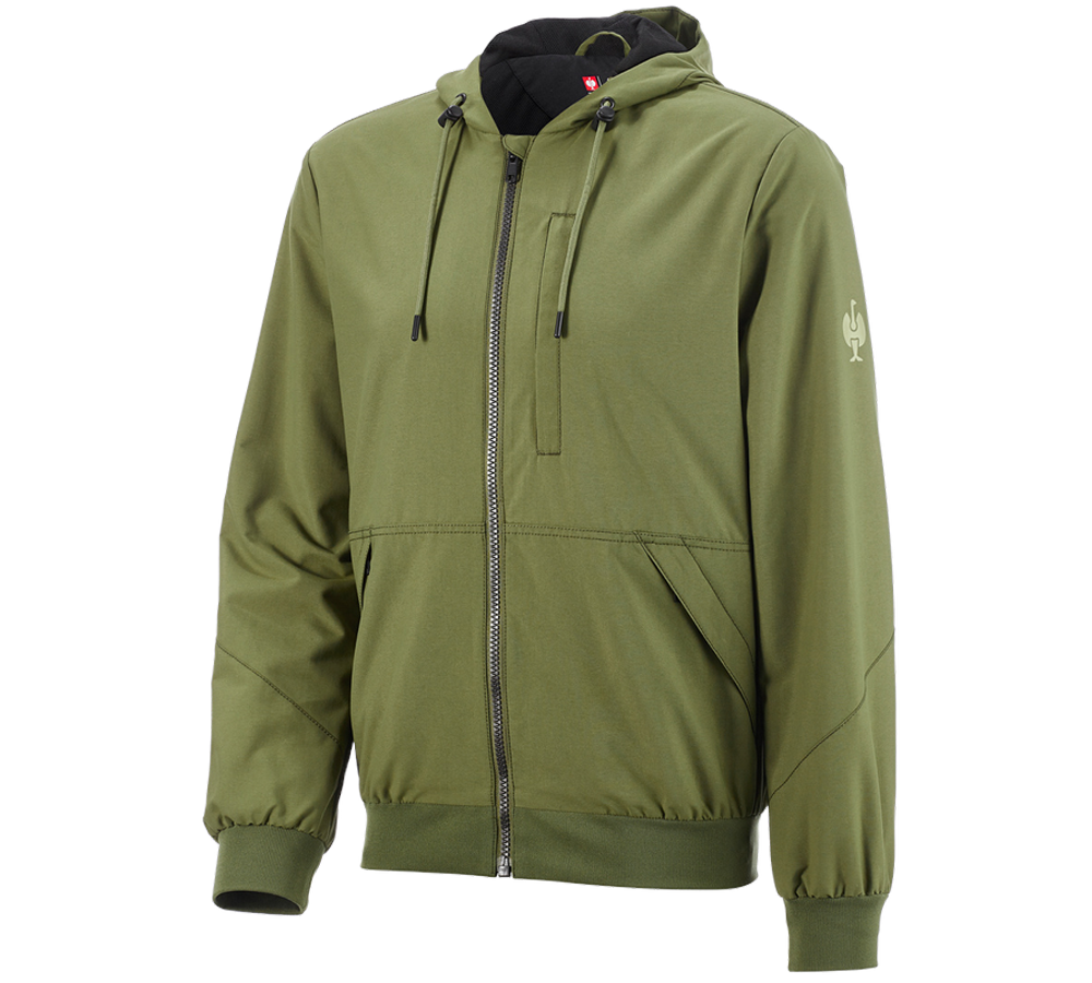 Vestes de travail: Veste à capuche e.s.iconic + vert montagne