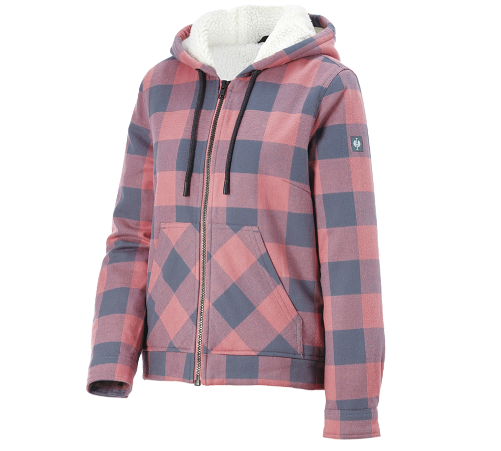 Work Jackets: Check-hooded jacket e.s.iconic, ladies' + quartz pink/oxidblue