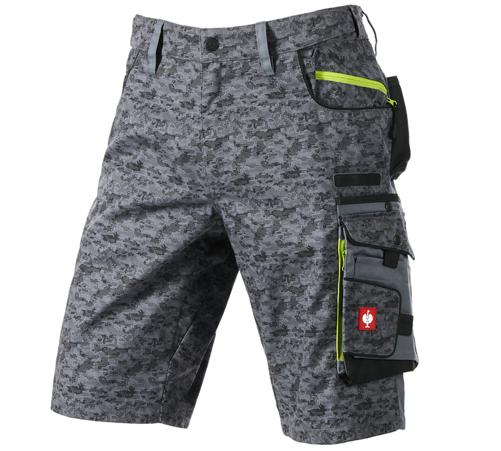 Pantalons de travail: e.s. Short Pixel + gris/graphite/lime