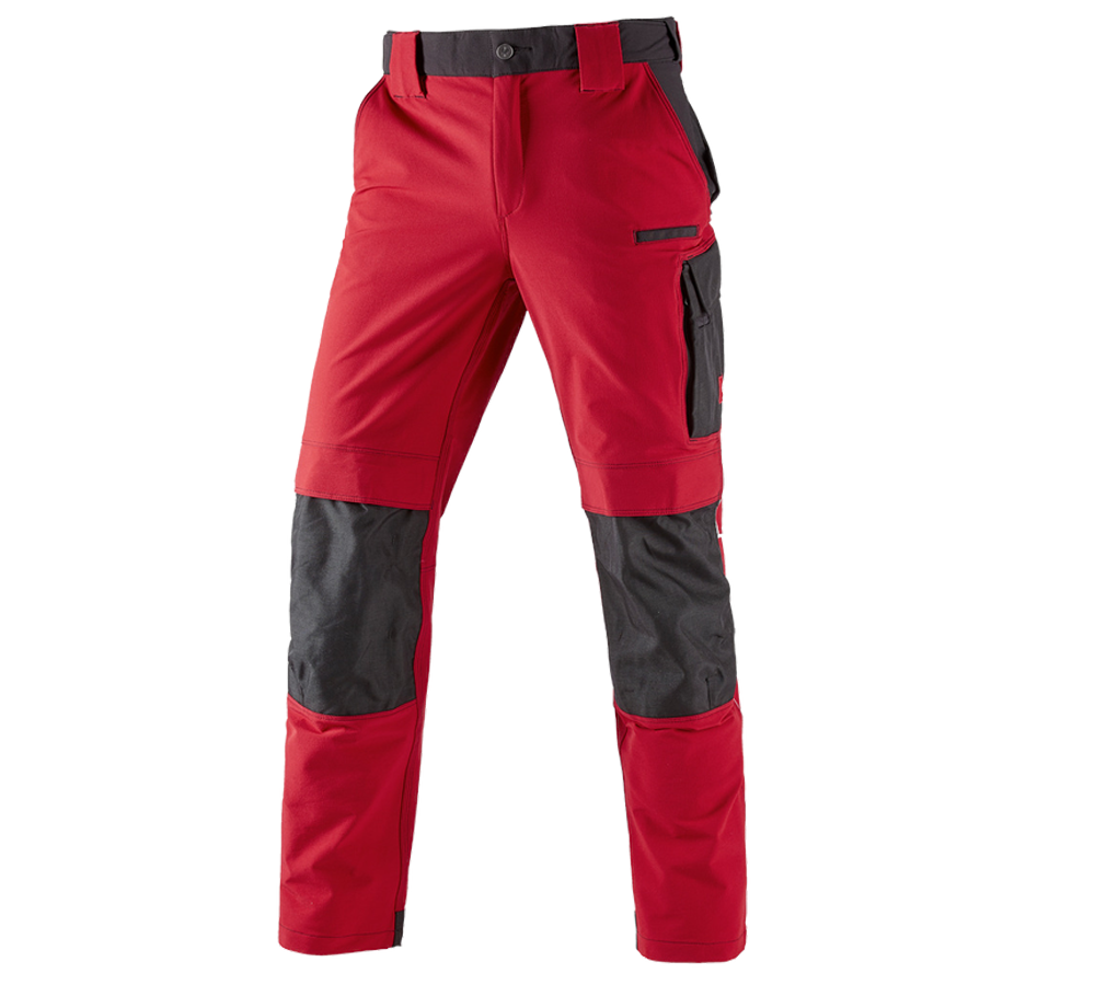 Menuisiers: Fonct. pantalon à taille élast. e.s.dynashield + rouge vif/noir