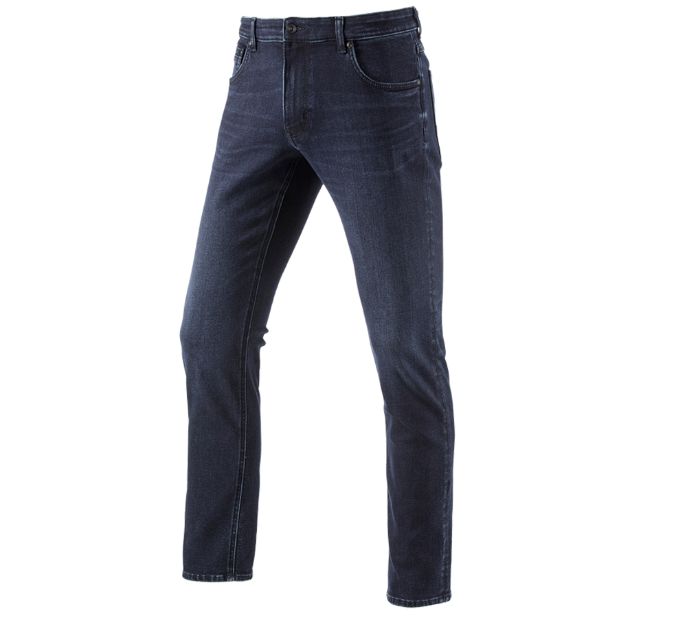 Pantalons de travail: e.s. Jeans élastique 5 poches d’hiver + darkwashed