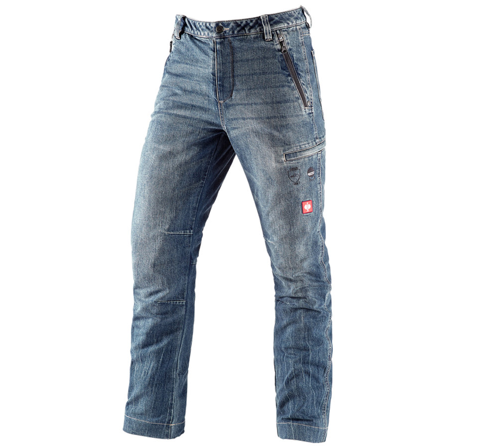 Vêtements sylviculture /anti coupures: e.s. Jeans anti-coupe de forestier + stonewashed