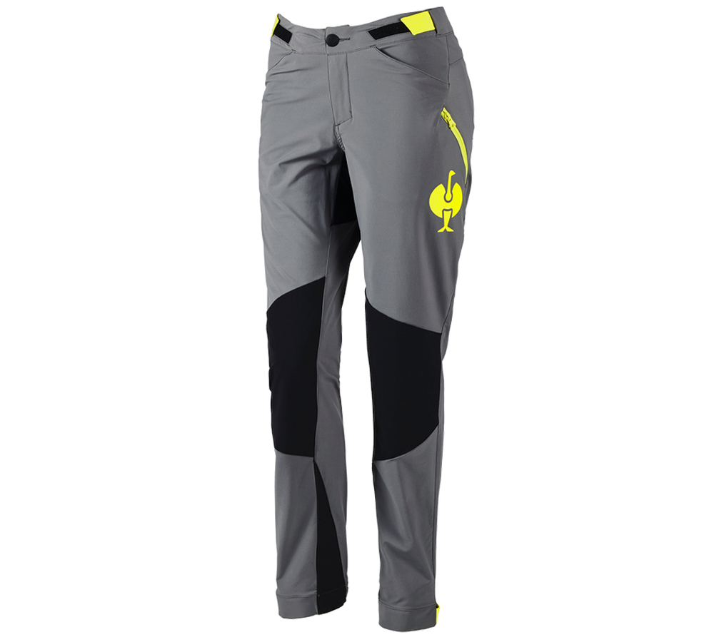 Pantalons de travail: Pantalon de fonction e.s.trail, femmes + gris basalte/jaune acide
