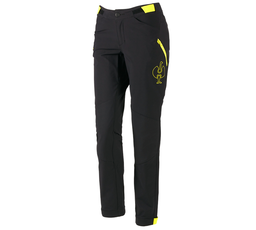 Vêtements: Pantalon de fonction e.s.trail, femmes + noir/jaune acide