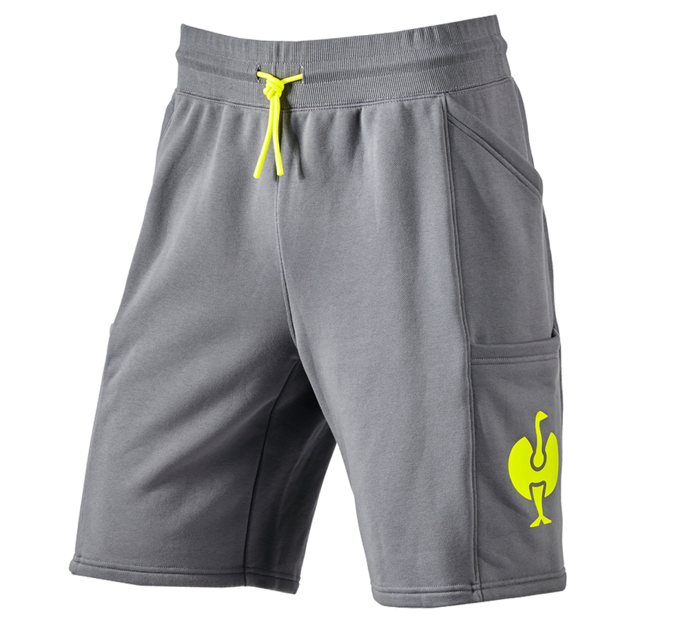 Pantalons de travail: Sweat short e.s.trail + gris basalte/jaune acide