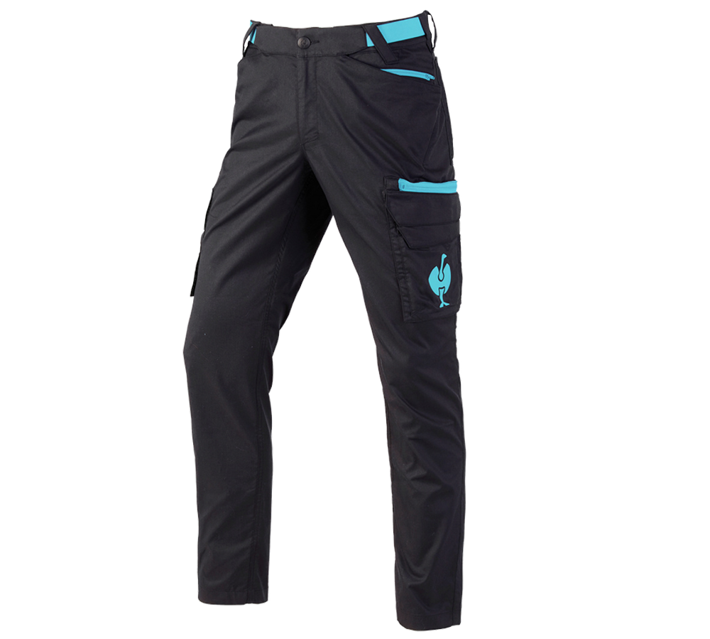 Topics: Cargo trousers e.s.trail + black/lapisturquoise