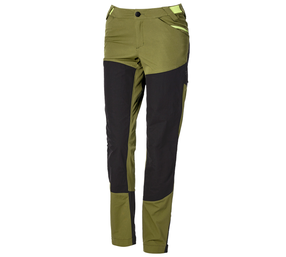 Pantalons de travail: Pantalon de fonction hybride e.s.trail, femmes + vert genévrier/vert citron