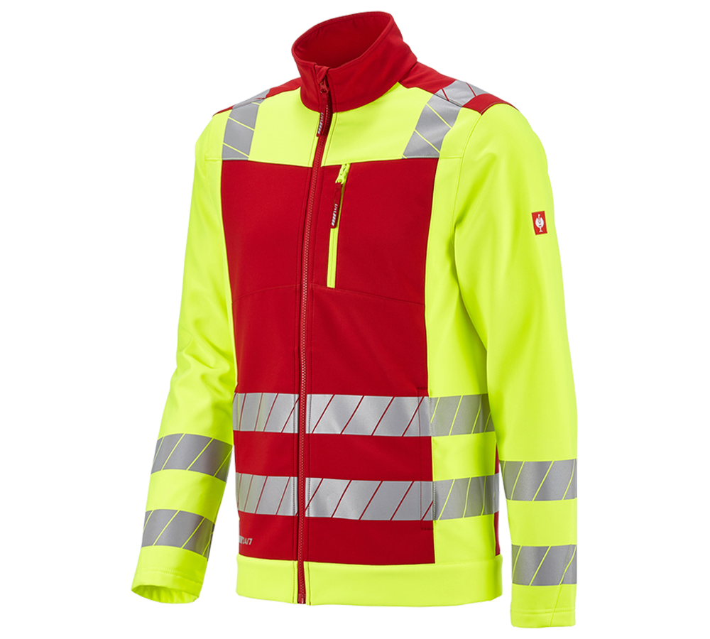 Topics: High-vis softshell jacket e.s.motion 24/7 + red/high-vis yellow