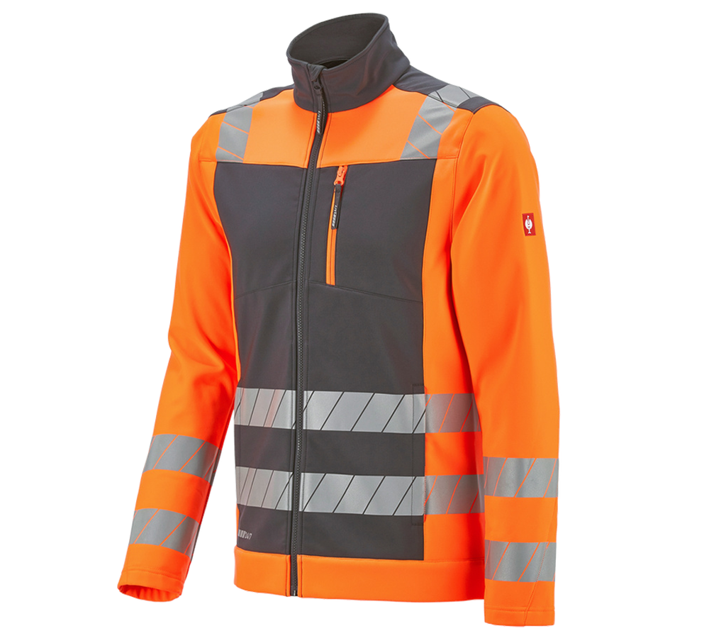 Vestes de travail: Veste softshell de signalisation e.s.motion 24/7 + anthracite/orange fluo