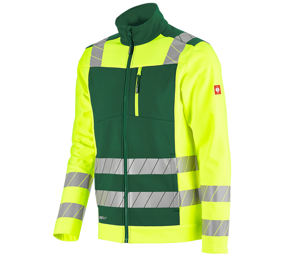 Clothing: High-vis softshell jacket e.s.motion 24/7 + green/high-vis yellow