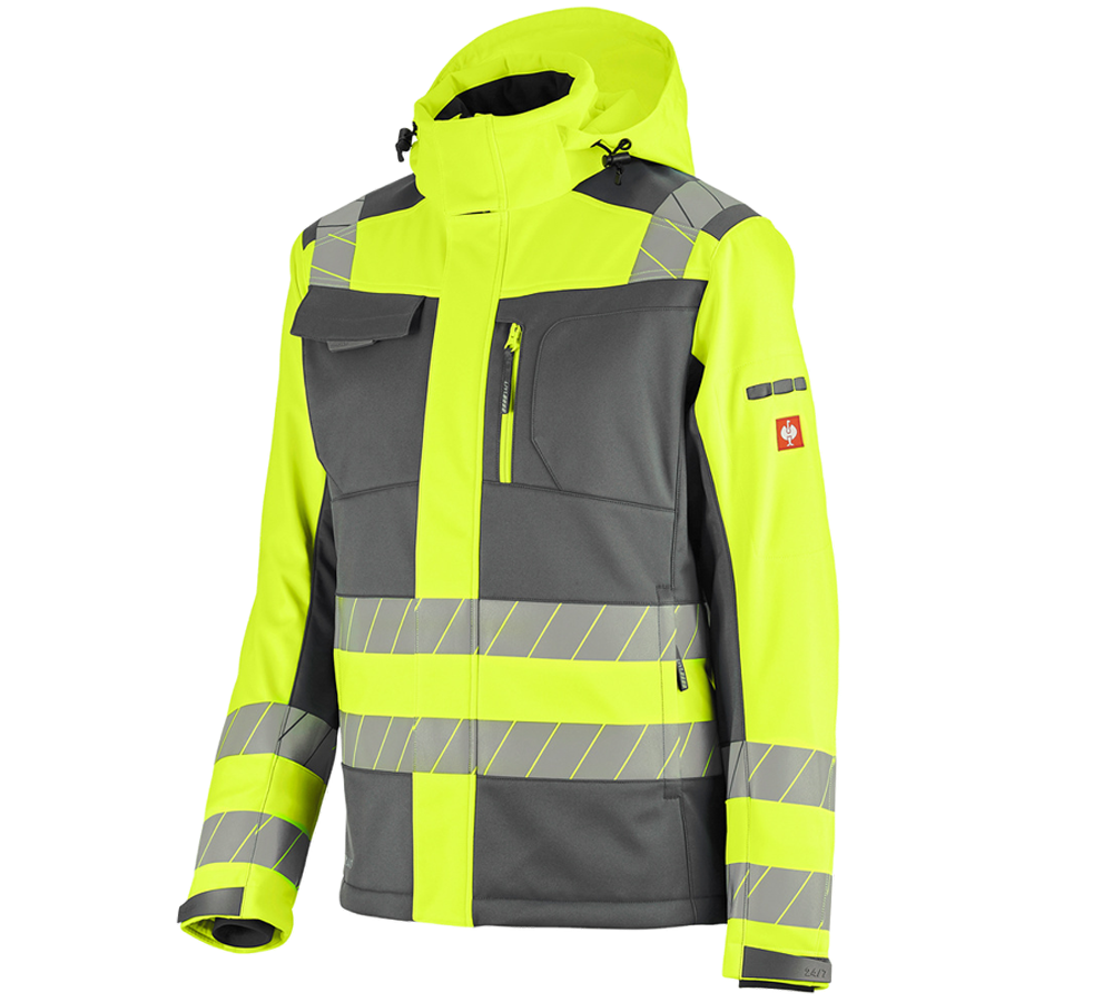 Clothing: High-vis winter softshell jacket e.s.motion 24/7 + anthracite/high-vis yellow