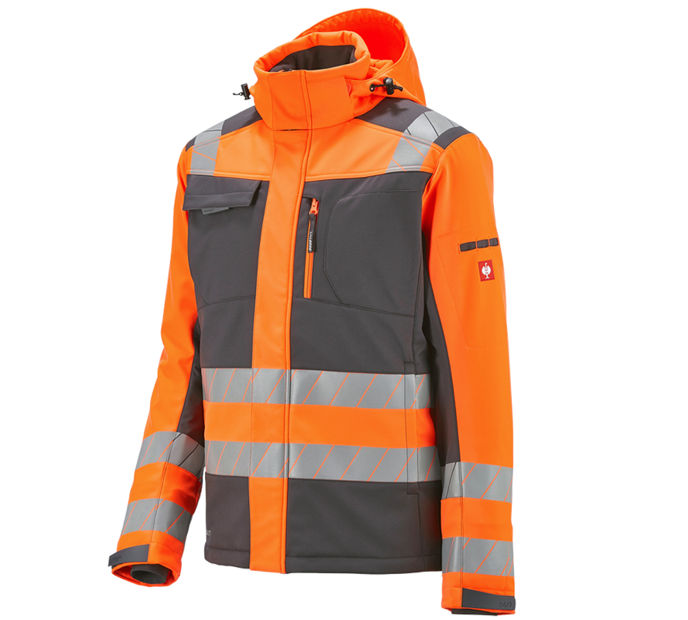 Clothing: High-vis winter softshell jacket e.s.motion 24/7 + anthracite/high-vis orange