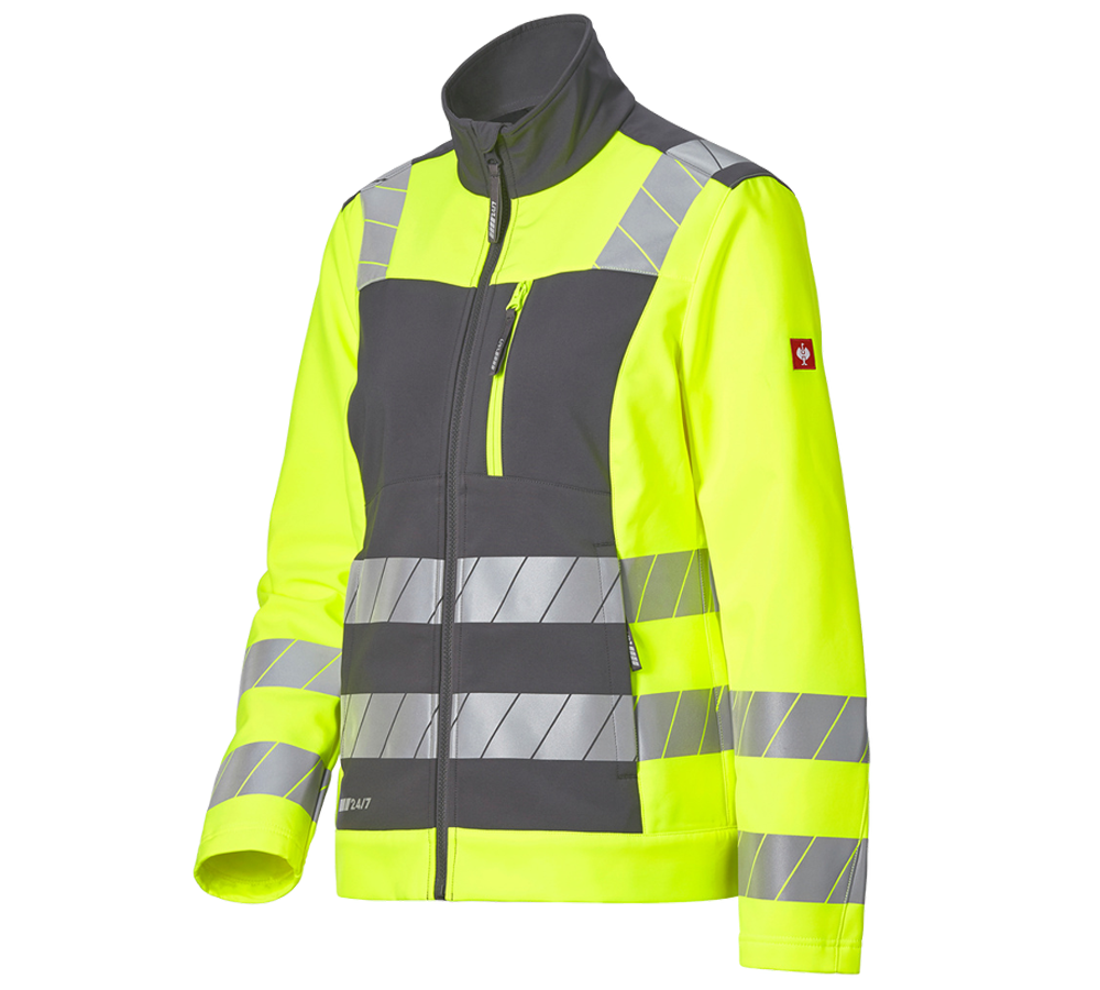 Thèmes: Veste softshell signal. e.s.motion 24/7, femmes + anthracite/jaune fluo