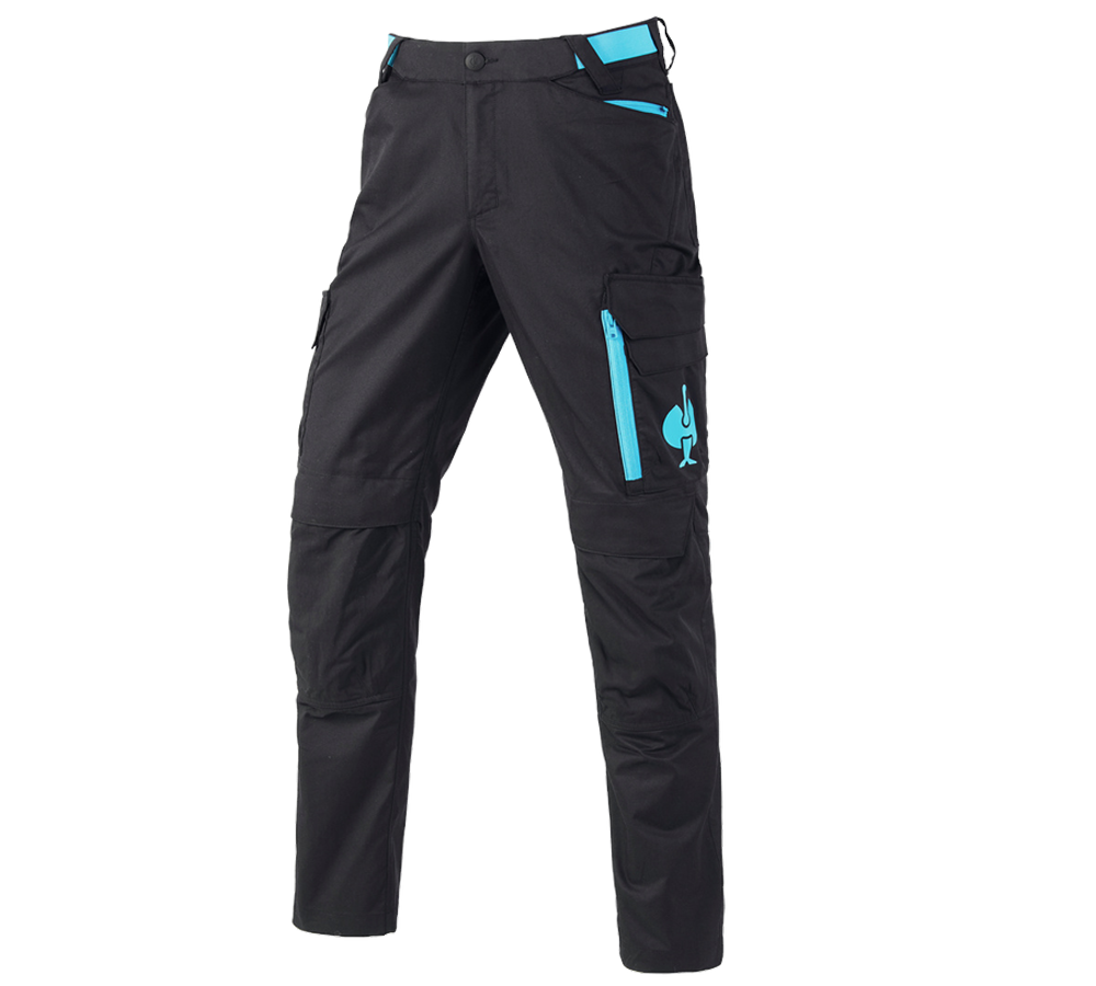 Pantalons de travail: Pantalon à taille élastique e.s.trail + noir/lapis turquoise
