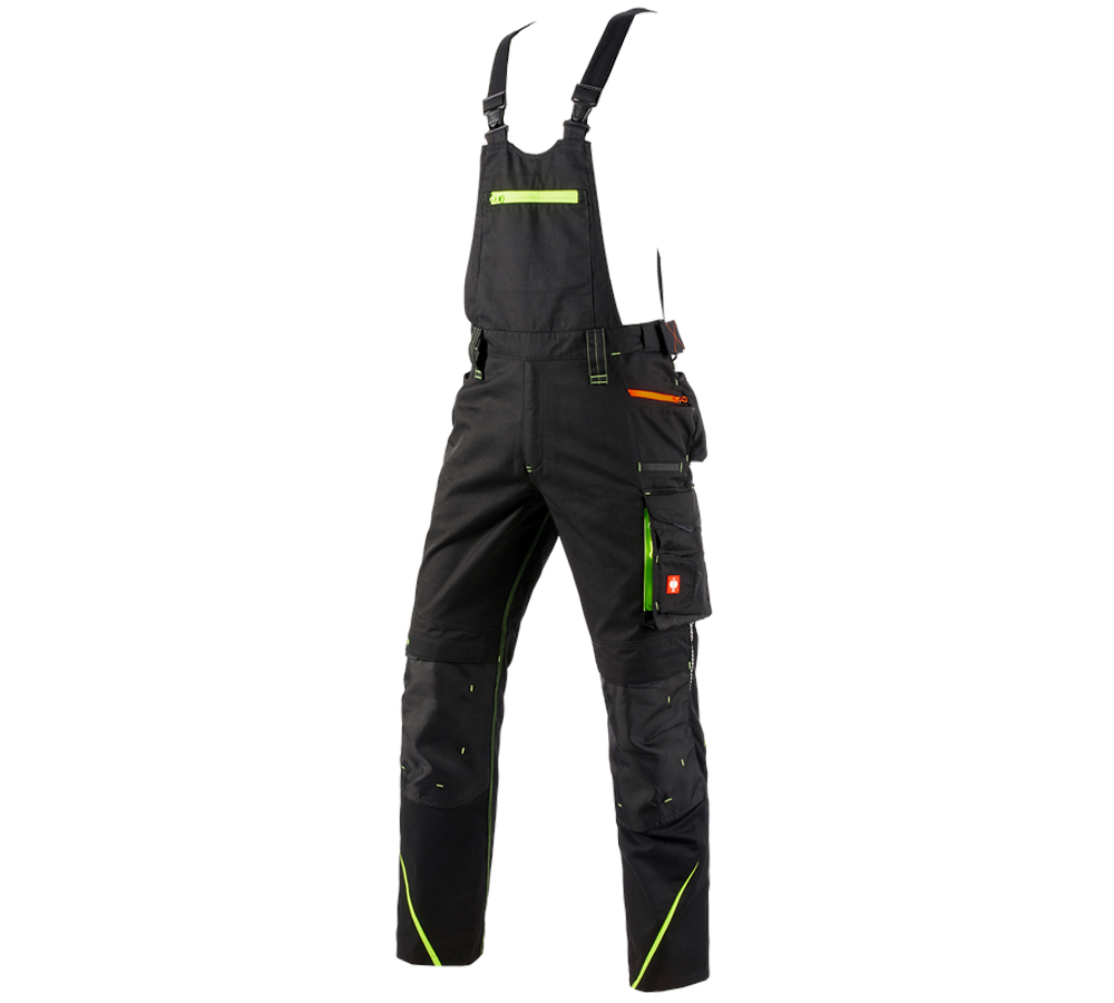 Work Trousers: Bib & brace e.s.motion 2020 + black/high-vis yellow/high-vis orange