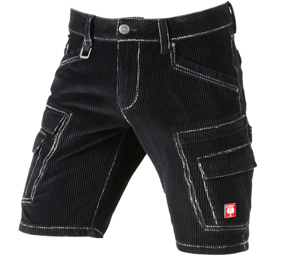 Pantalons de travail: e.s. Short cargo en velours côtelé + noir