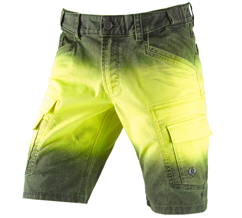 Pantalons de travail: e.s. Short color sprayer + jaune fluo/noir