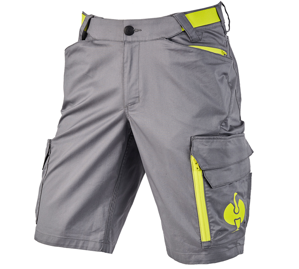 Pantalons de travail: Short e.s.trail + gris basalte/jaune acide